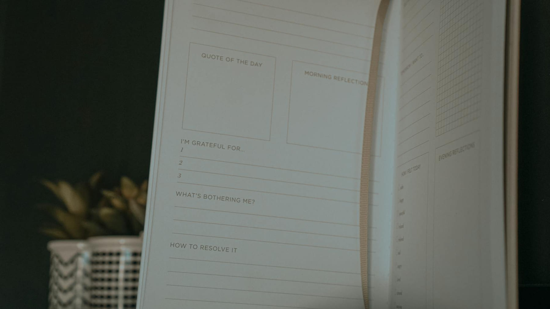 An open journal with sections for quotes, reflections, and gratitude. on Inner Progress Project